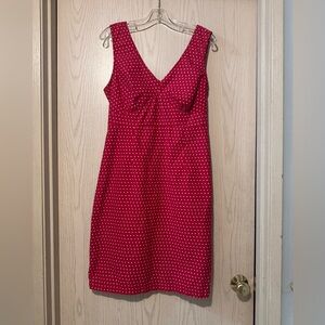 Vintage Red and White Polka Dot V Neck Empire Waist Sleeveless Mini Dress